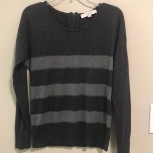 LOFT Sweater Gray Striped Long Sleeve SZ S
